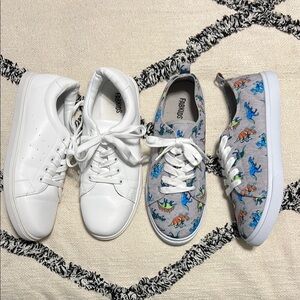 FABKIDS size 7 Kids Sneakers White worn once and Gray Dinosaur worn once
